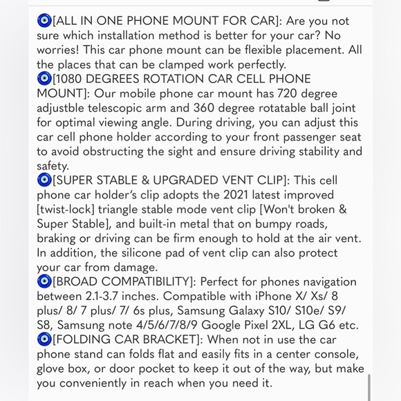 New Car Cellphone Mount Clip, 360°Rotatable Phone Holder for Car Sun Visor, - Picture 7 of 7